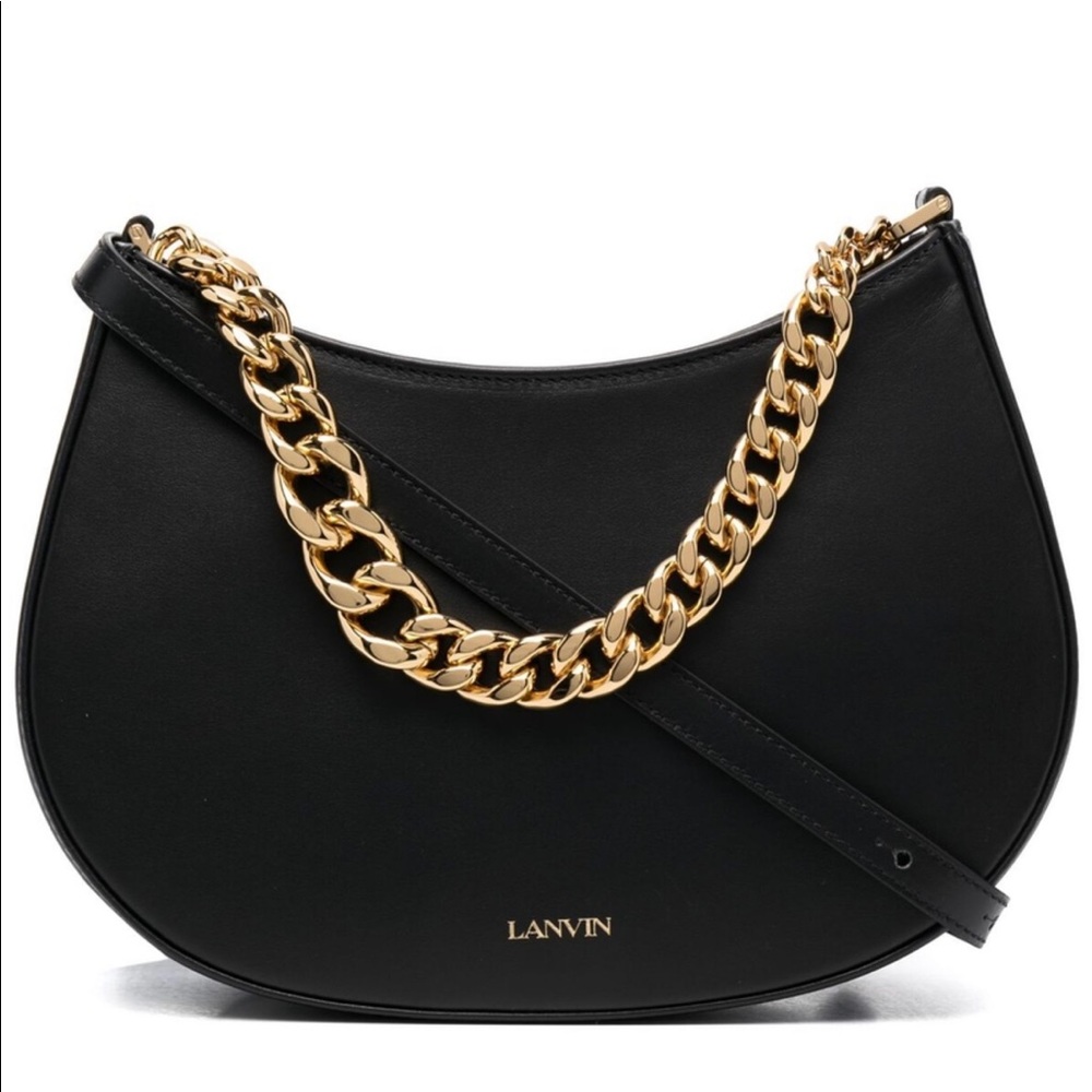 Lanvin Small bag + dustbag. Black leather. Gold hardware. Preloved.
